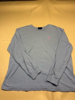 Polo by Ralph Lauren Light Blue Long-Sleeve Crewneck with Pink Pony